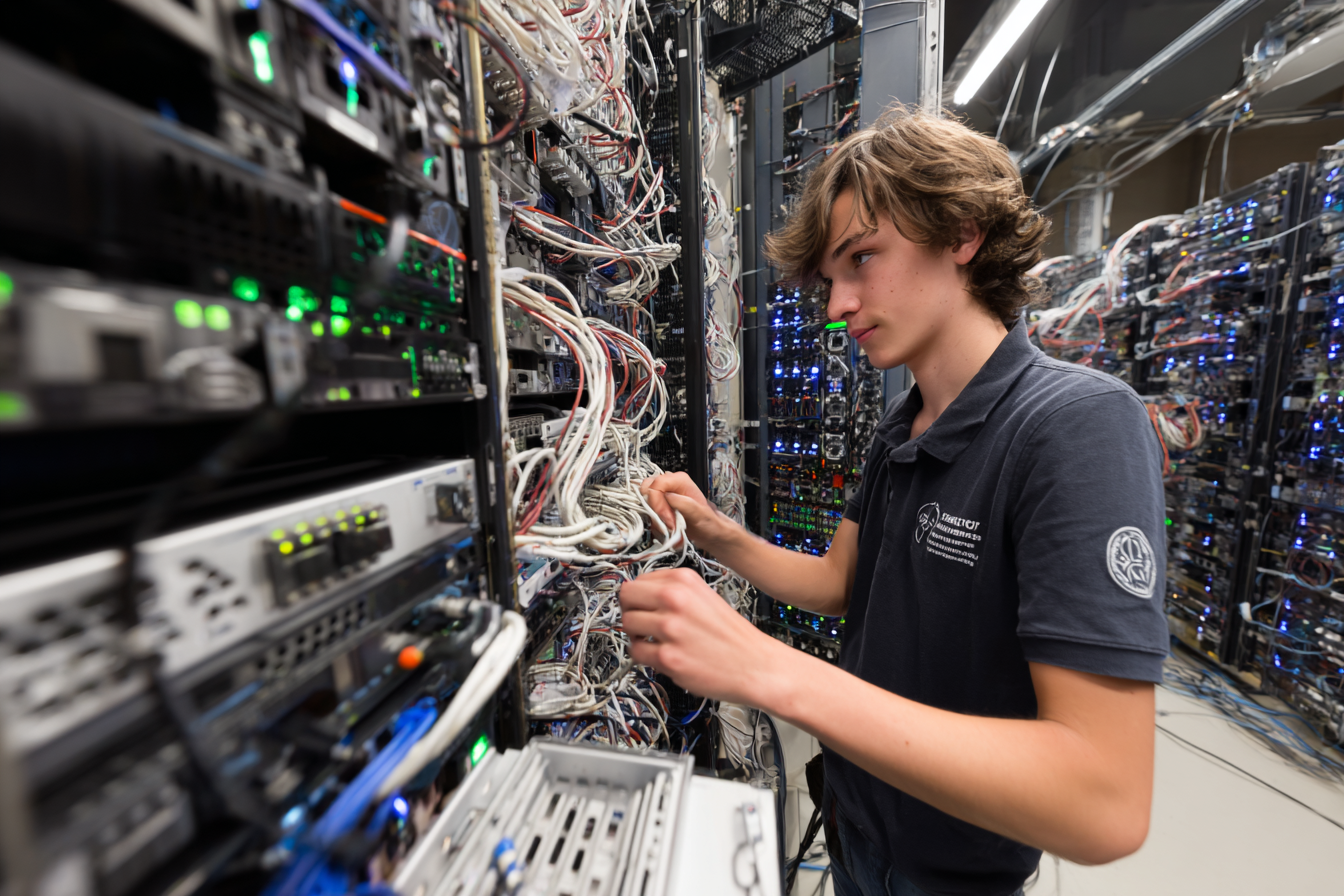 technicien testant un processus de restauration de données sur un poste de travail