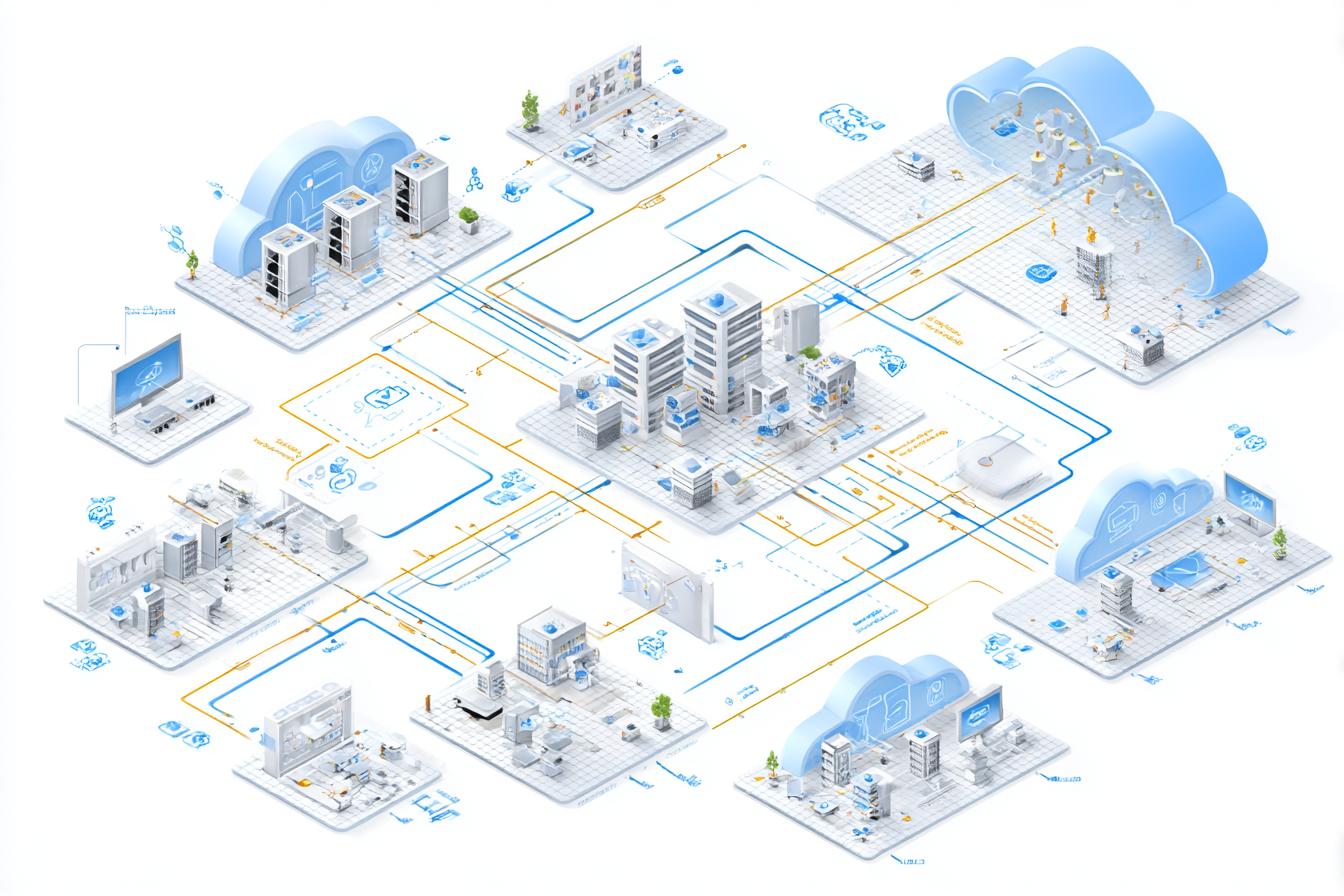 Schéma illustrant l’architecture d’un cloud hybride entre cloud public et privé