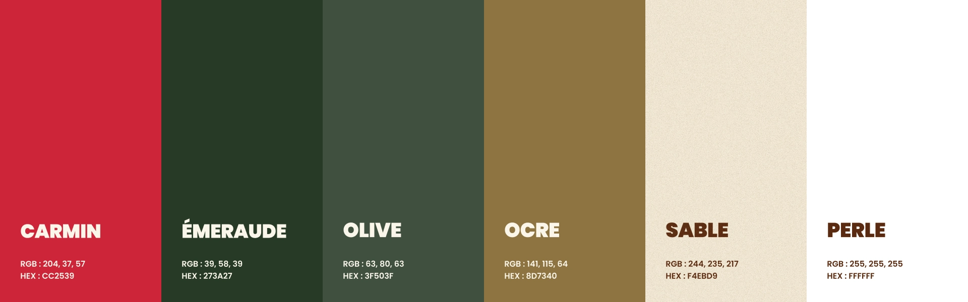 Palette de couleurs Honorie