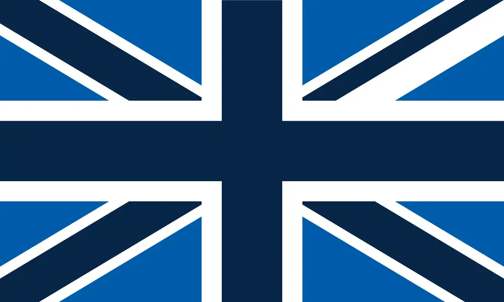United Kingdom flag with a dark blue and white color scheme.