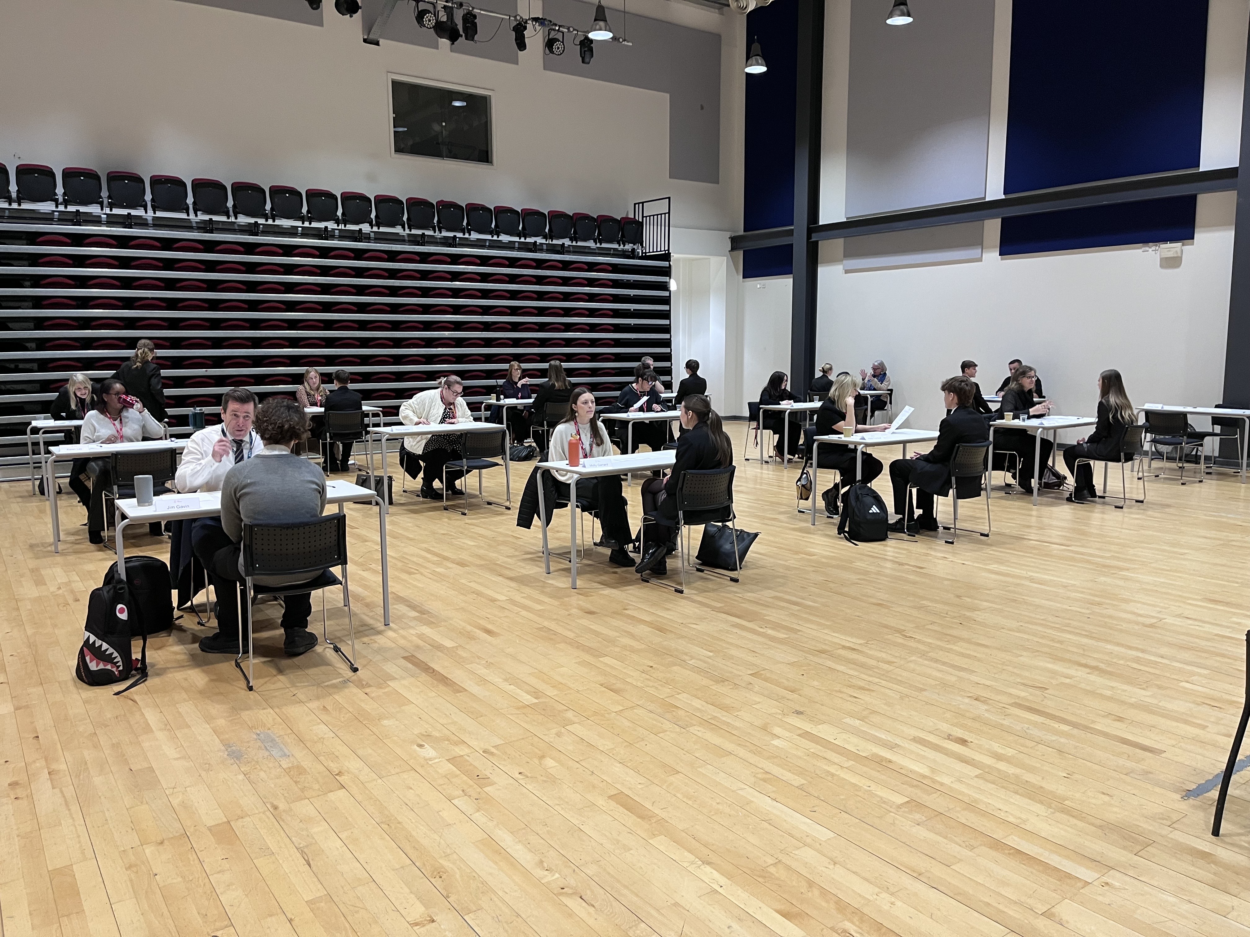 Students participating in mock interviews