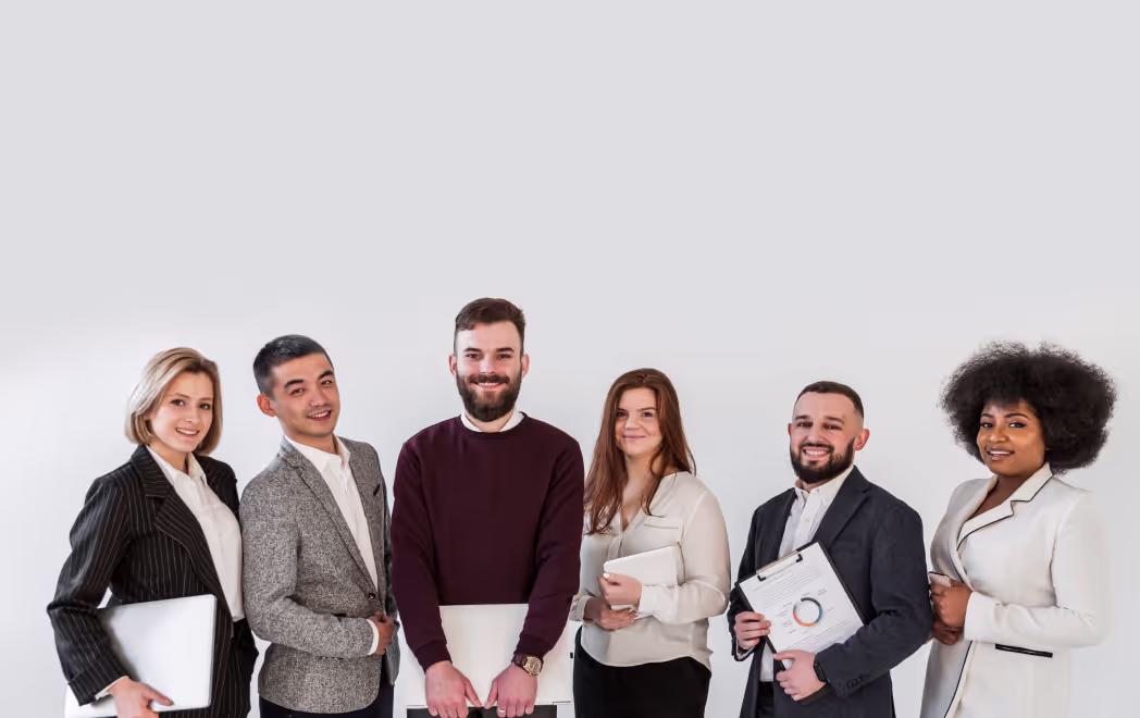 Employees Team in a line