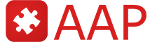 AAP Akademie logo with a red puzzle piece icon and red letters AAP.