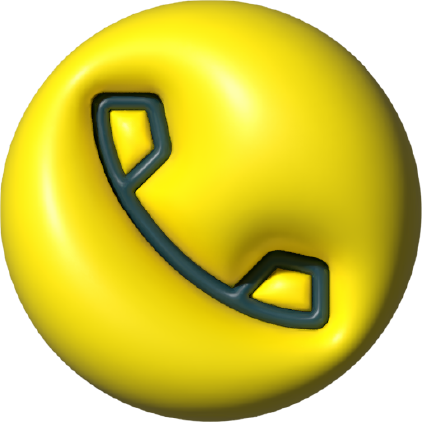 Yellow circular phone icon with a black telephone handset symbol in the center.