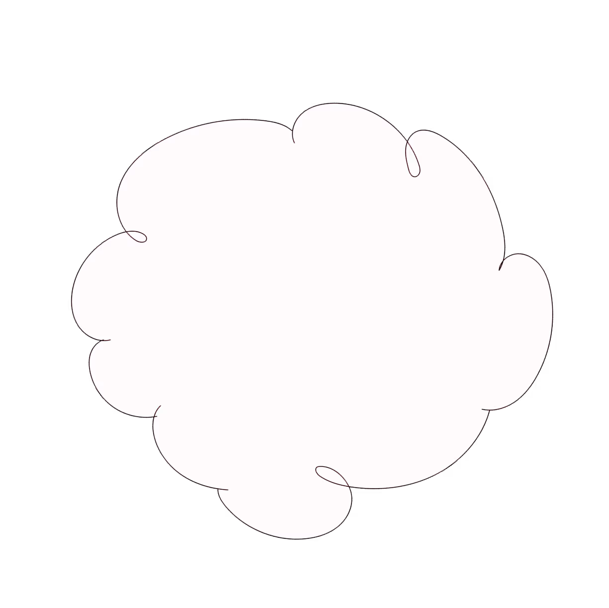 Un nuage blanc simple dessiné avec une ligne noire continue sur fond transparent.