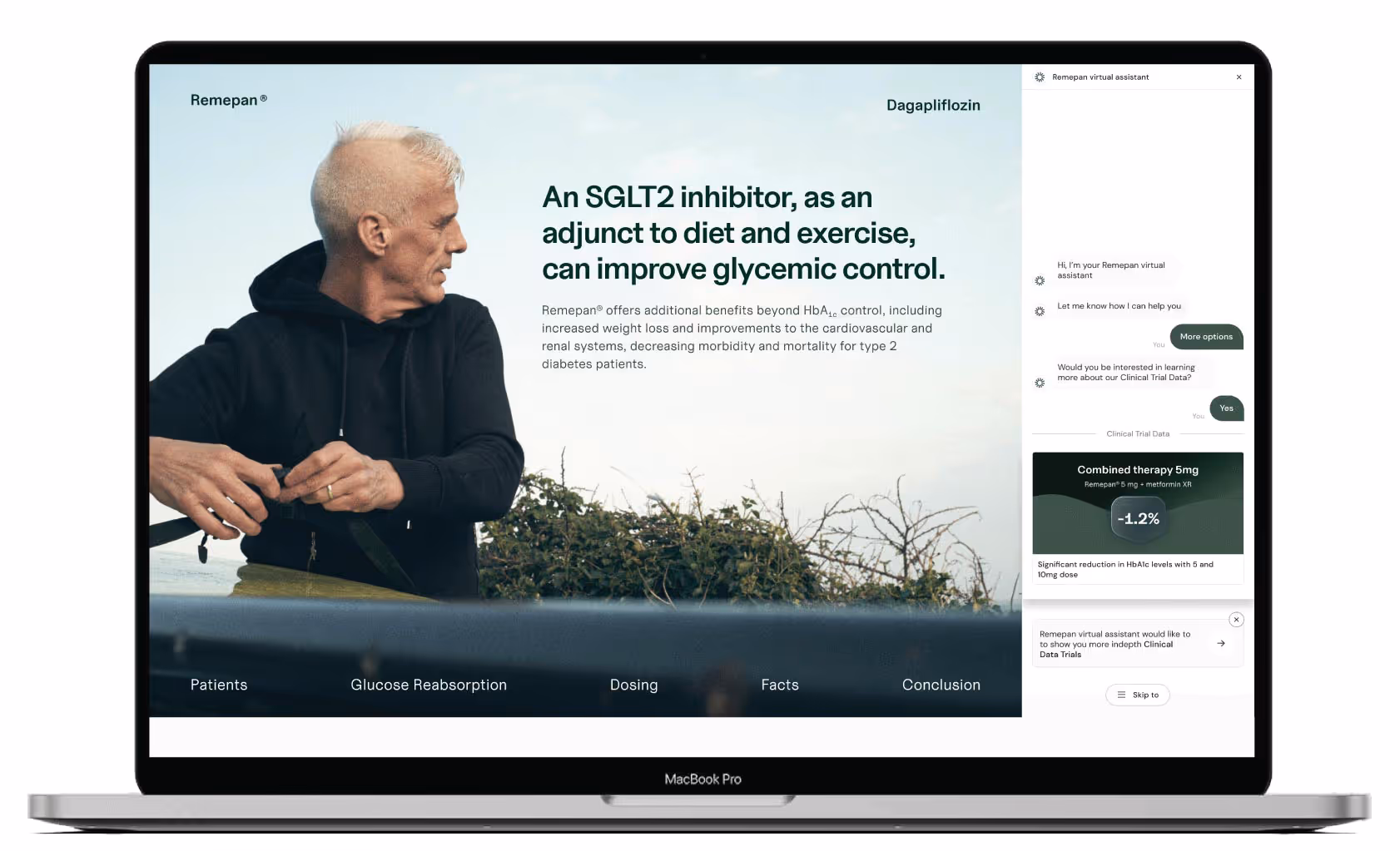 Example of self-service detailing and chatbot in pharma