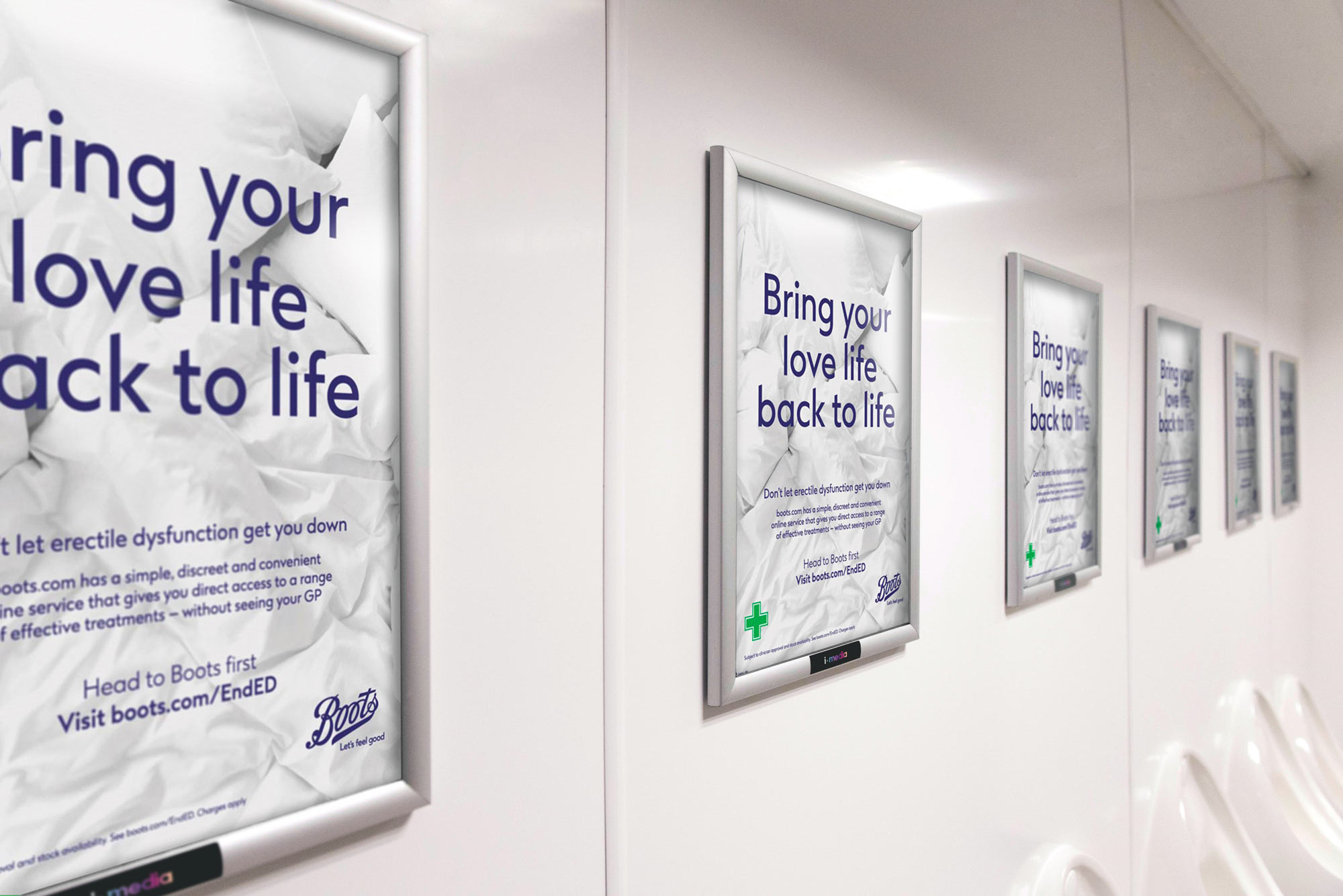 Some a3 panels displayed in a motorway service area washroom.
