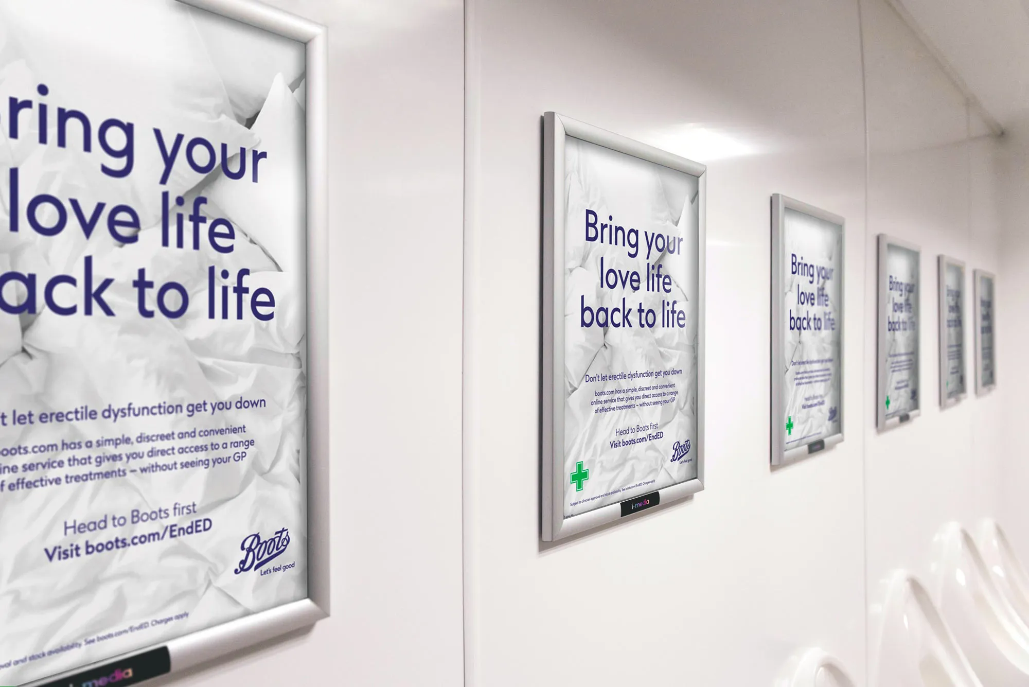 Some a3 panels displayed in a motorway service area washroom.