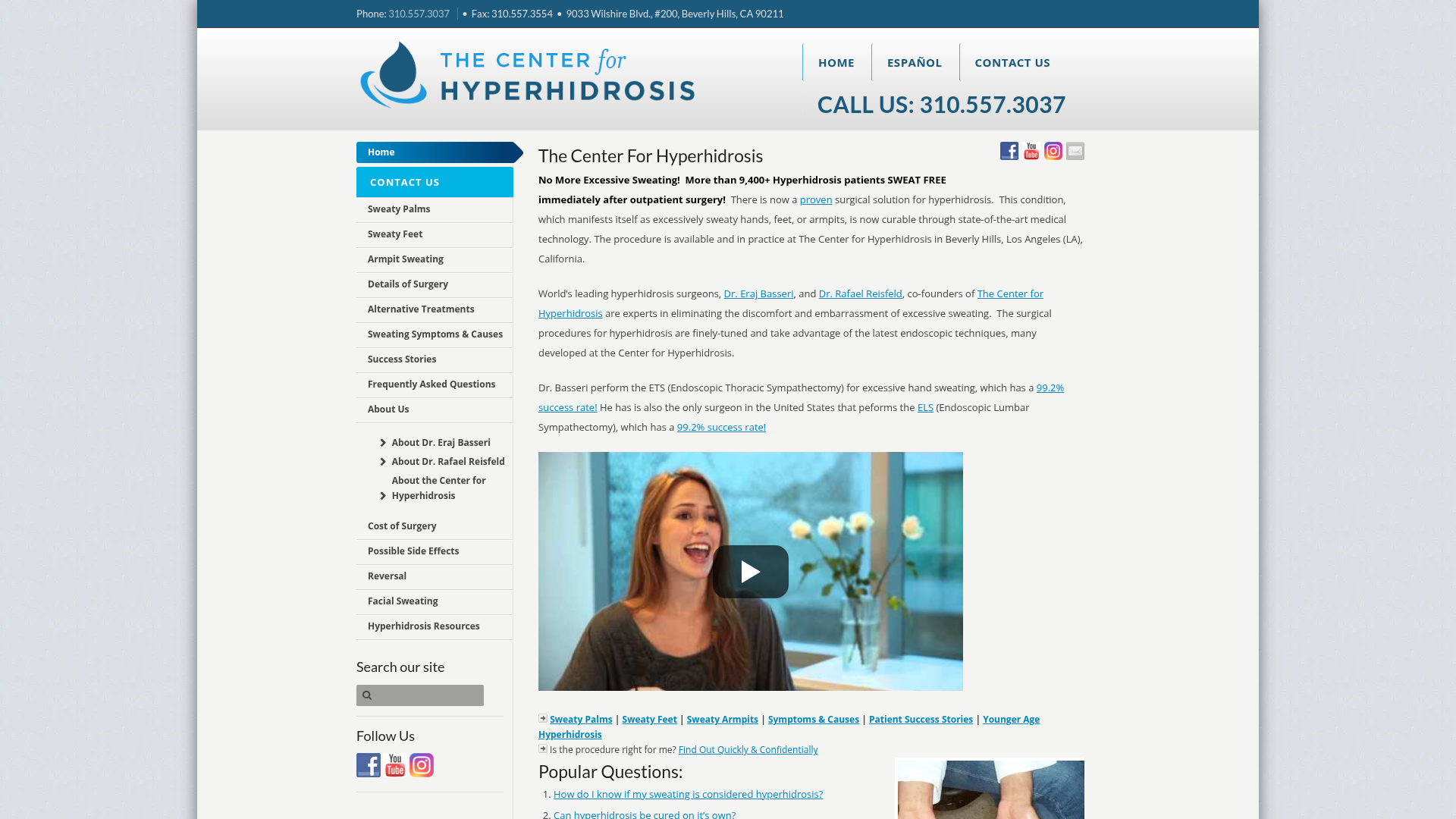 Screenshot of https://www.centerforhyperhidrosis.com