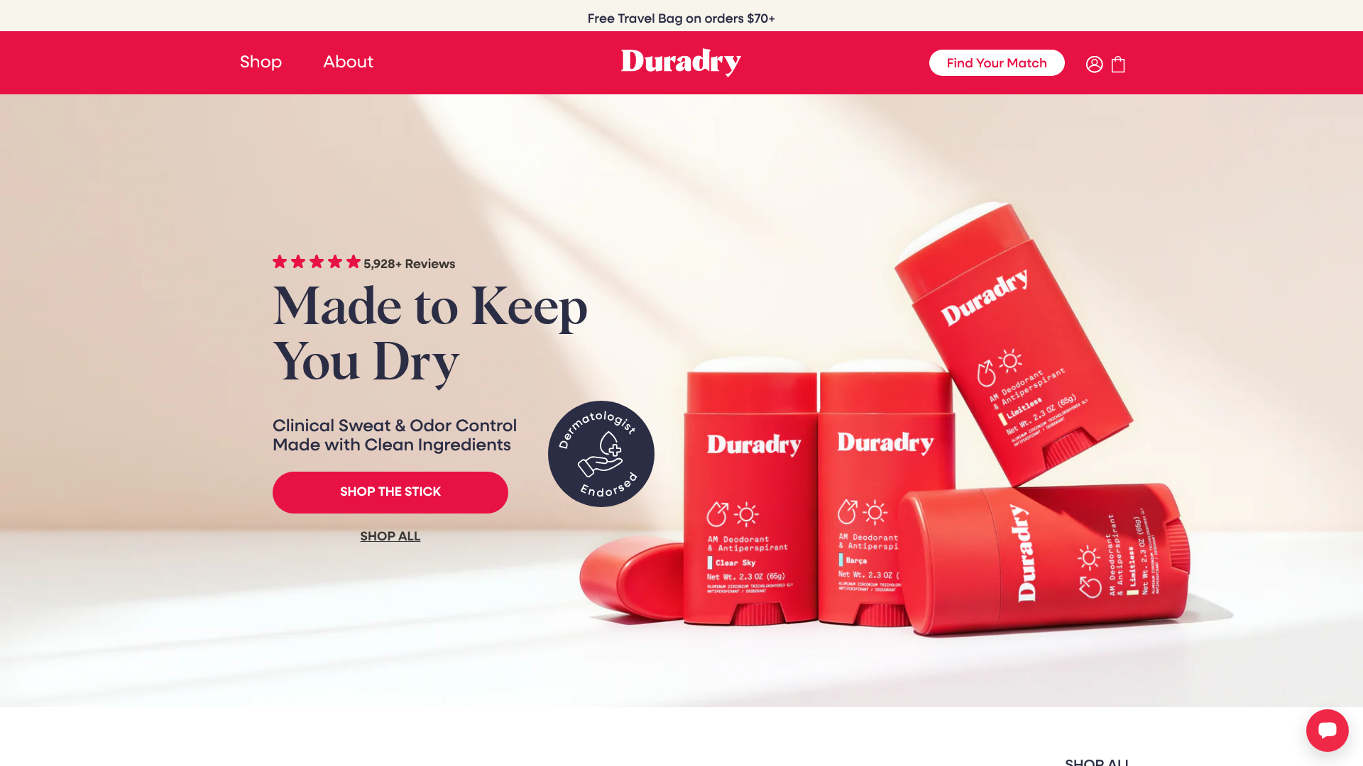 Screenshot of https://www.duradry.com