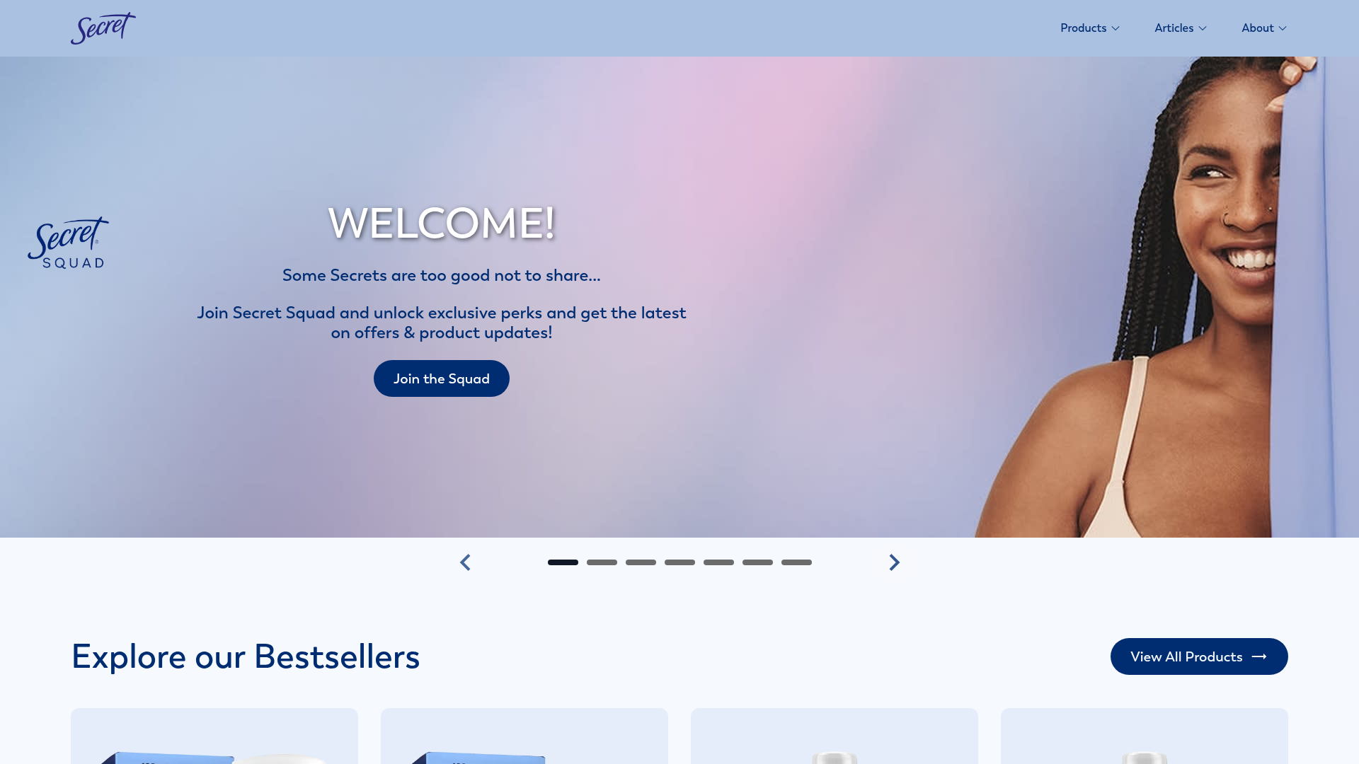 Screenshot of https://www.secret.com