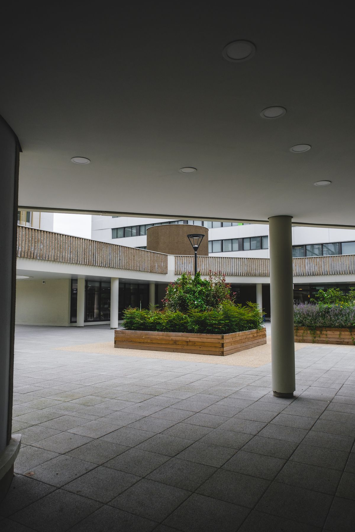 Gepflegter Innenhof eines modernen Wohn- oder Gewerbegebäudes in Berlin