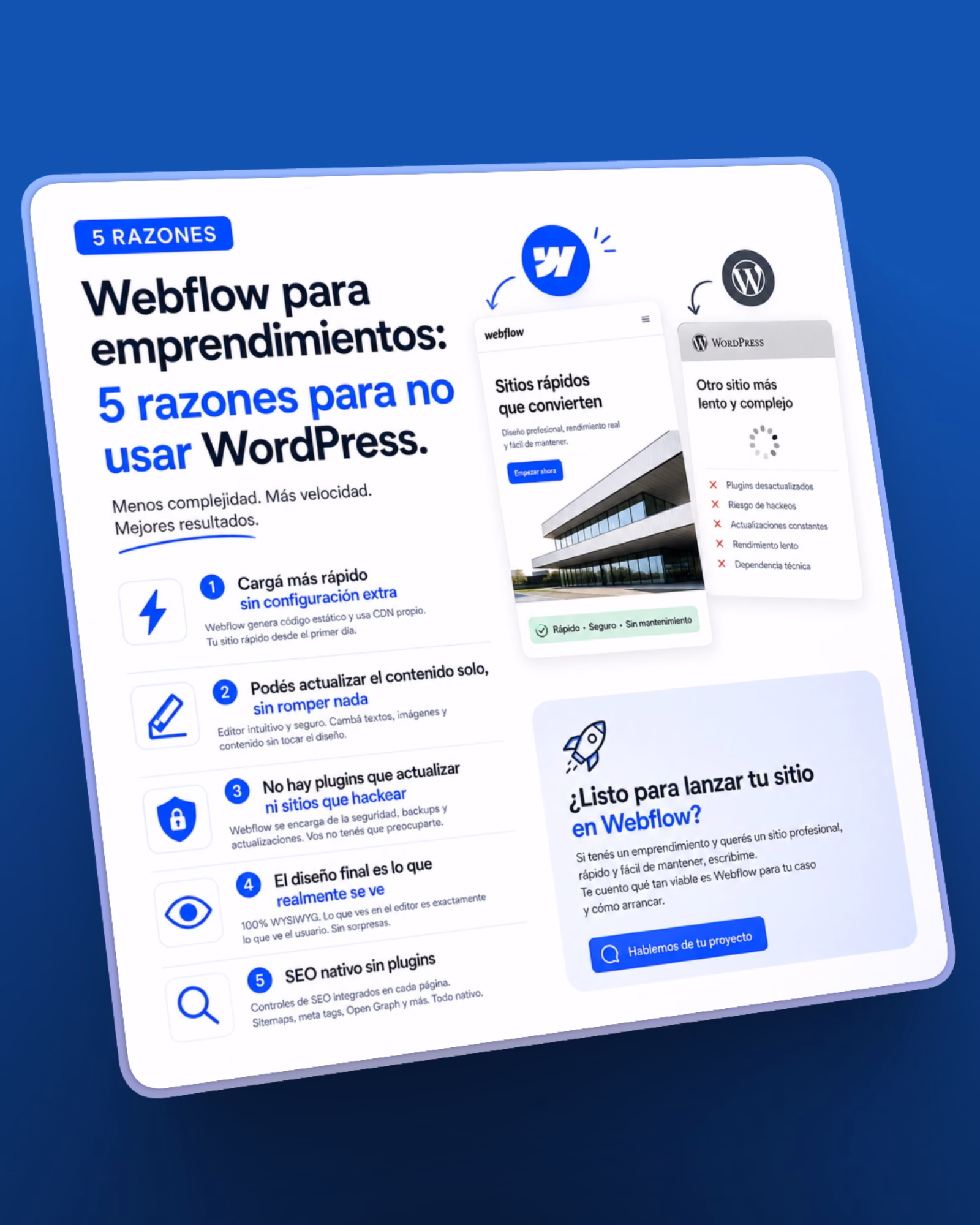 Webflow para emprendimientos: 5 razones para no usar WordPress
