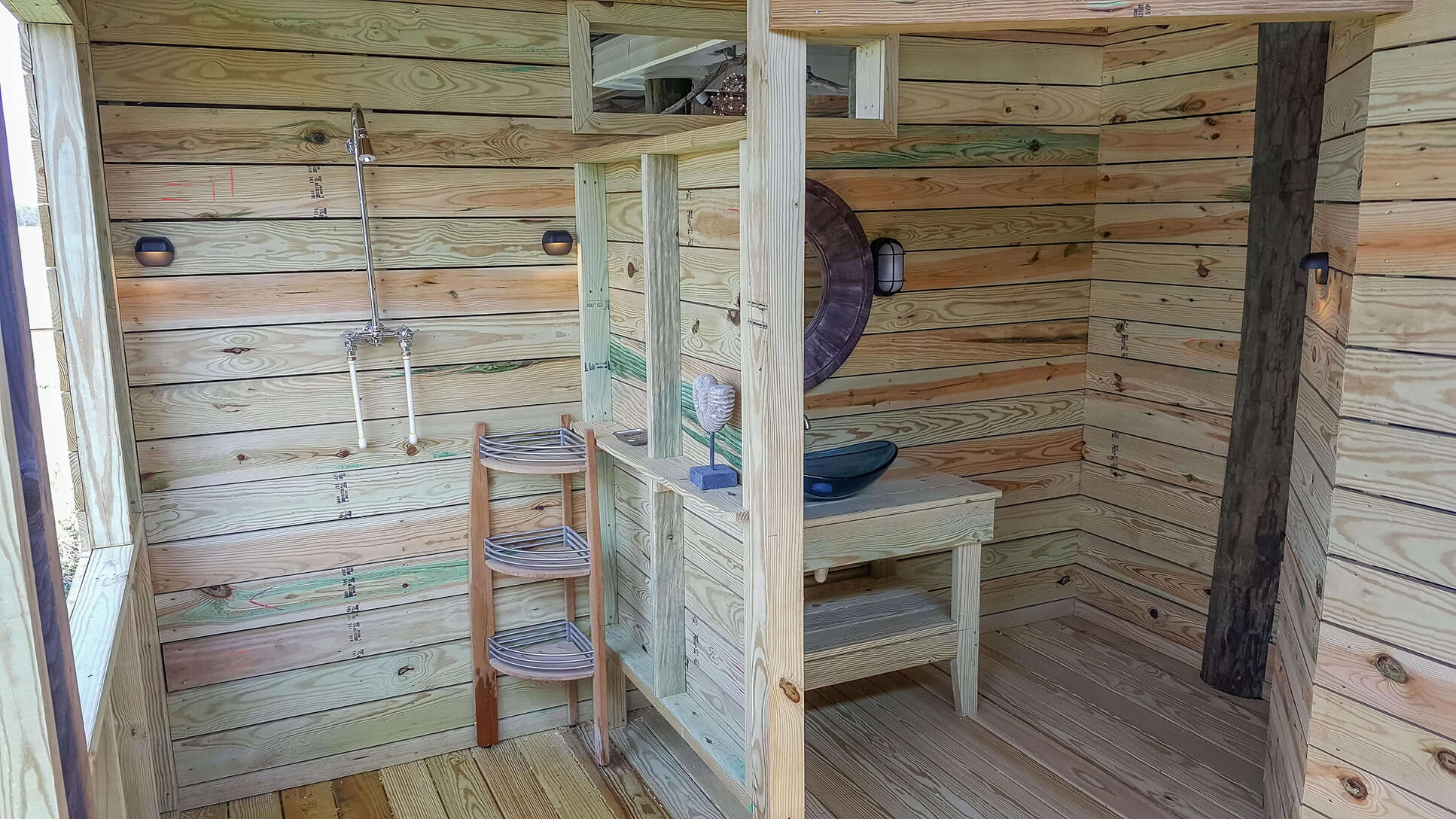 Wood Outdoor Shower with Sink