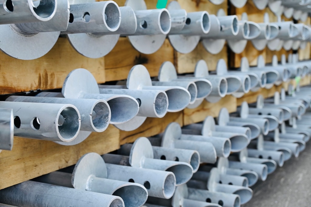 Hot-dip galvanized helical piles supporting new aluminum boat docks at Yacht Club Cove on Canandaigua Lake