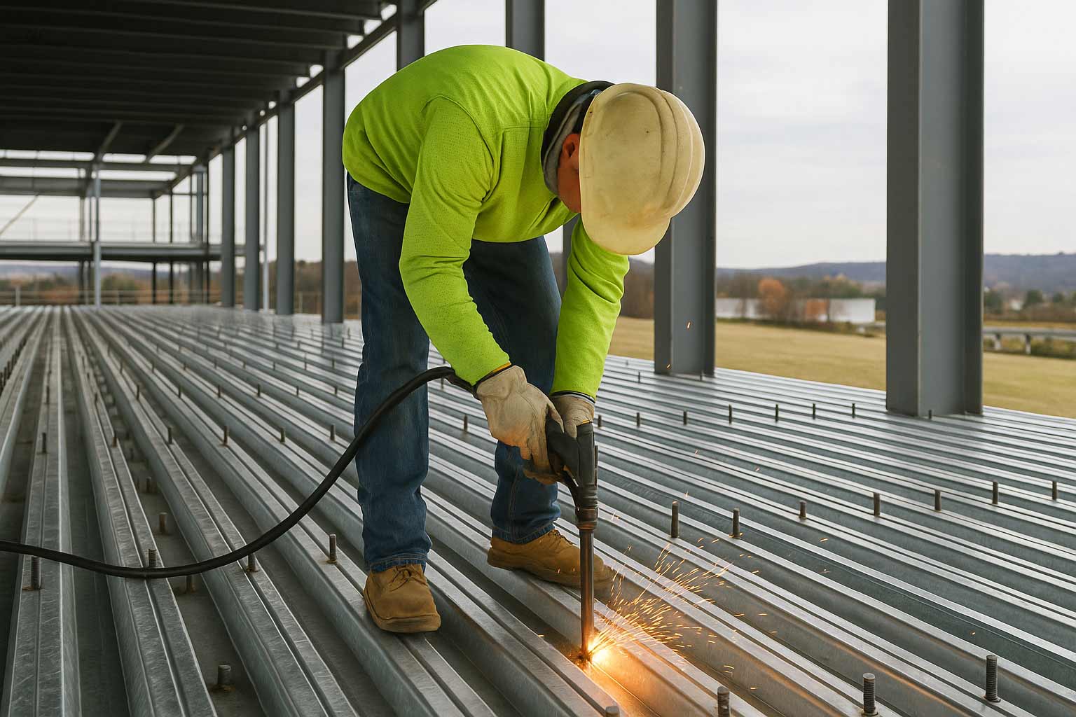 Photo representing Shear Stud Welding and Hot-Dip Galvanizing, highlighting themes such as explore timing considerations for shear stud welding in galvanizing. v&s galvanizing offers insights for engineers..