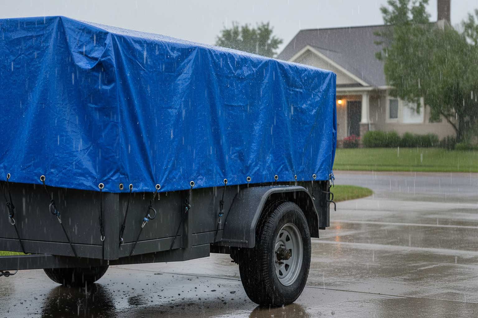Strategic Use of Tarps to Prevent Wet Storage Stain on Galvanized Steel, showing how a tarp can be used to protect galvanizing.