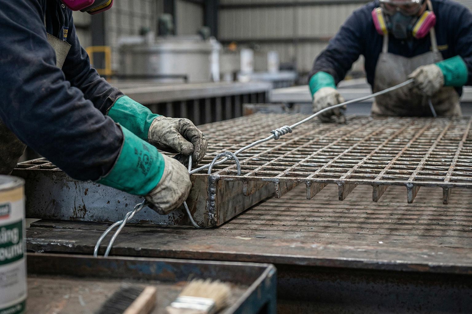 Steel component being prepared for stripping prior to re galvanizing process