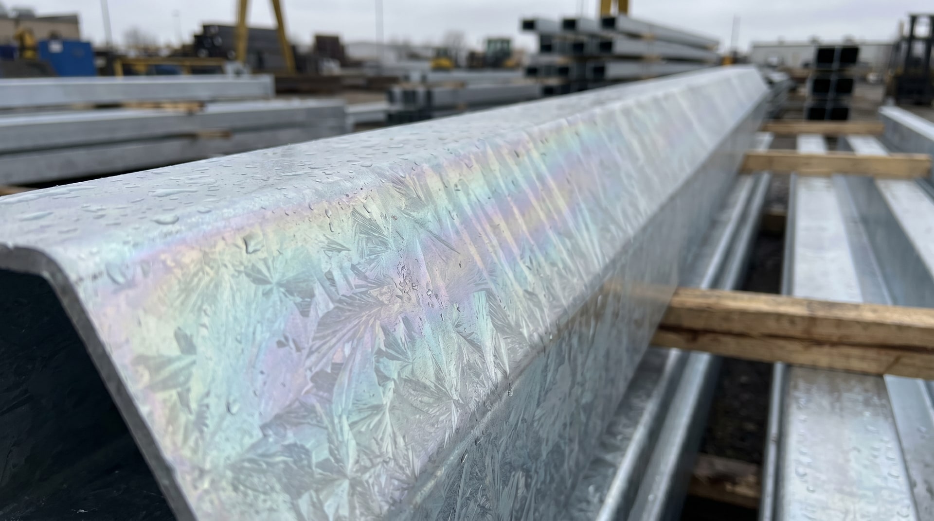 Galvanized steel surface with chromate passivation layer under environmental exposure