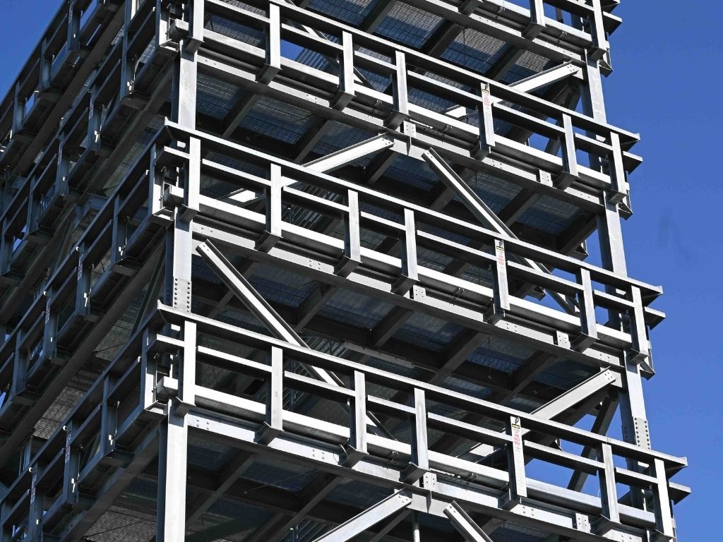 Installed hot-dip galvanized steel framework for Irish Hill Tower communication facility