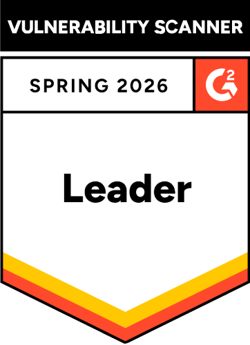 G2 Vulnerability Scanner Leader badge for Spring 2026 with a black, white, orange, and yellow color scheme.