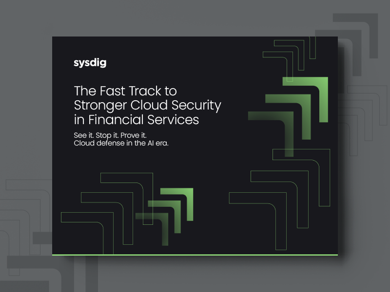 A decorative image of a report copy reading "The Fast Track to Stronger Cloud Security in Finanical Services"