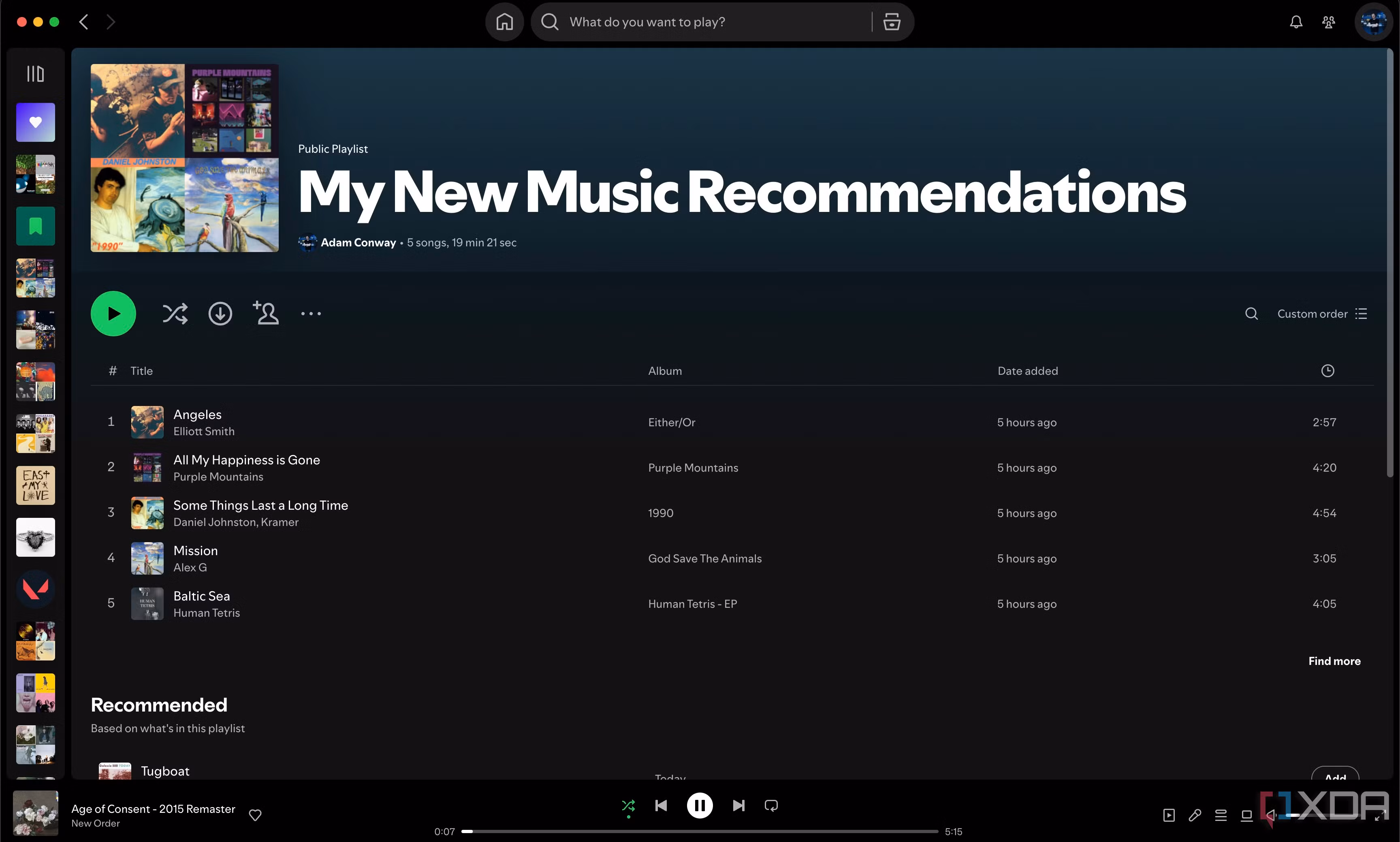 Spotify mobile screen showing a recommended playlist based on user listening habits and preferences.
