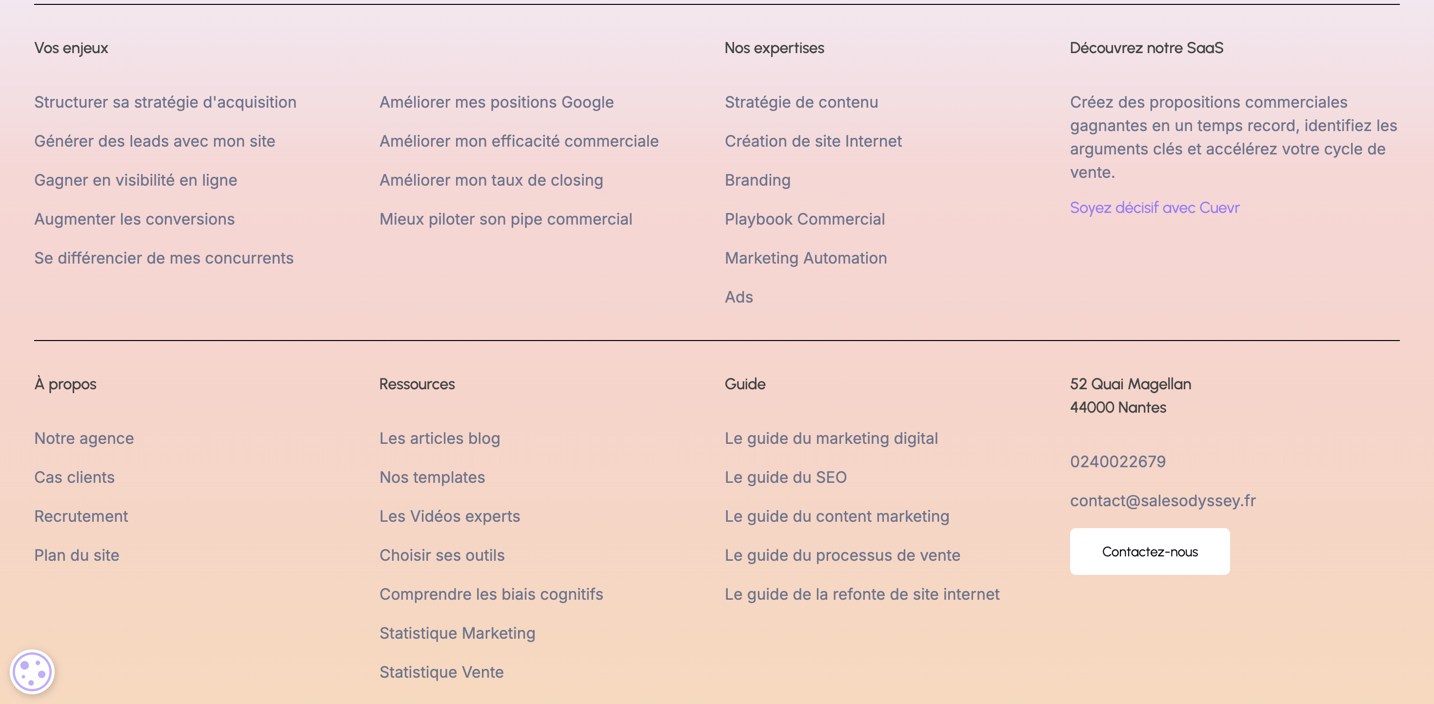 UX design exemple bas de page