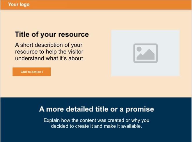 Landing page template for downloading a resource