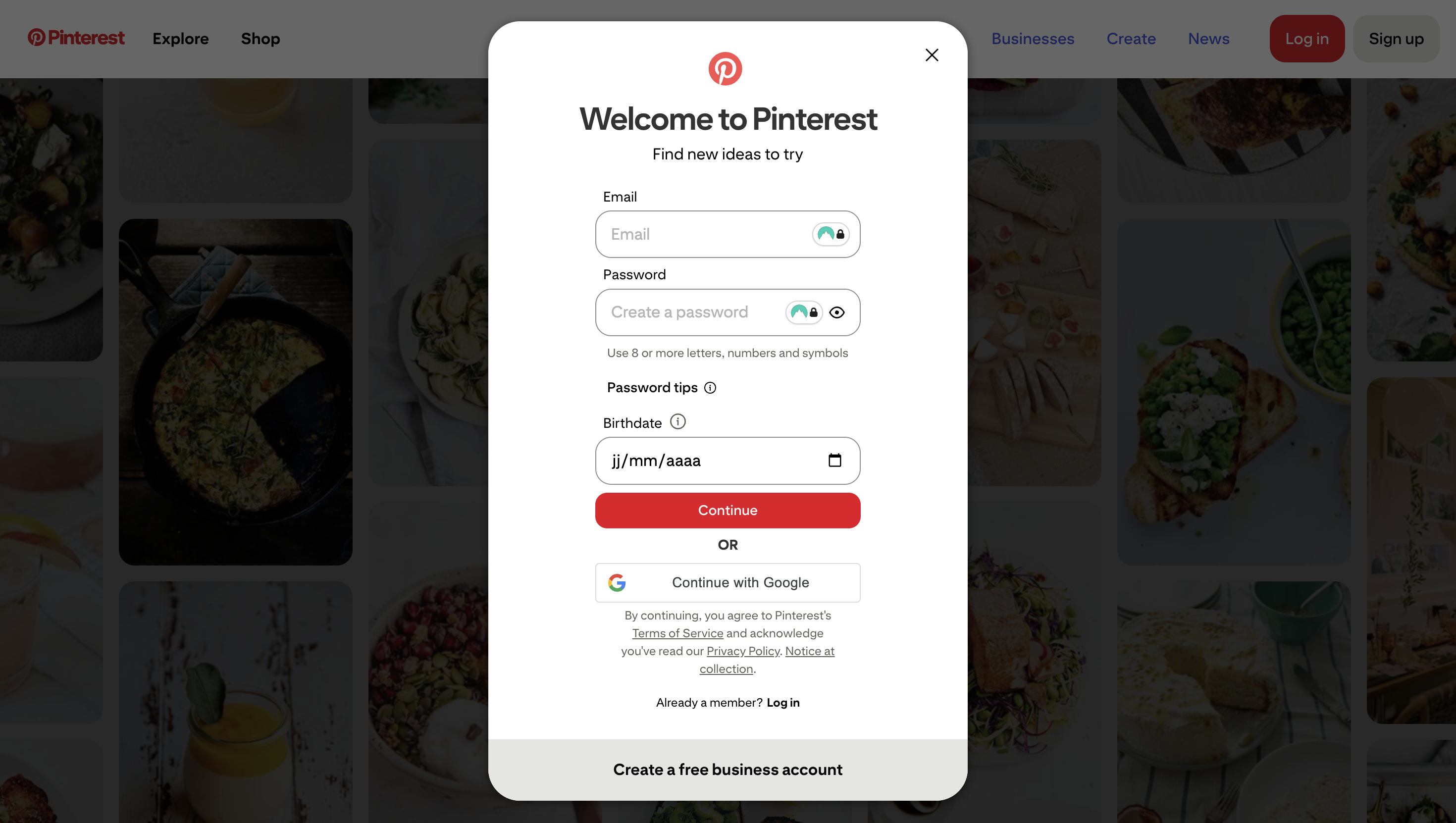 Creating a pinterest business account