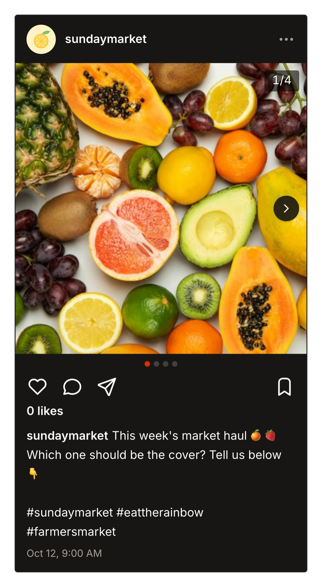 Live Instagram preview of a post in Tallyfeed