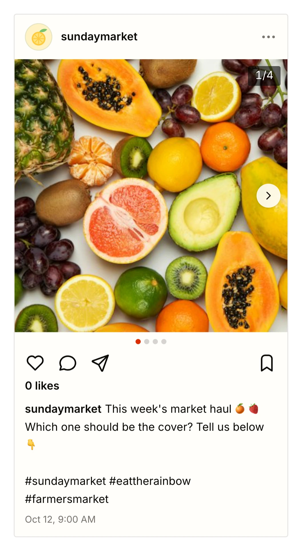 Live Instagram preview of a post in Tallyfeed