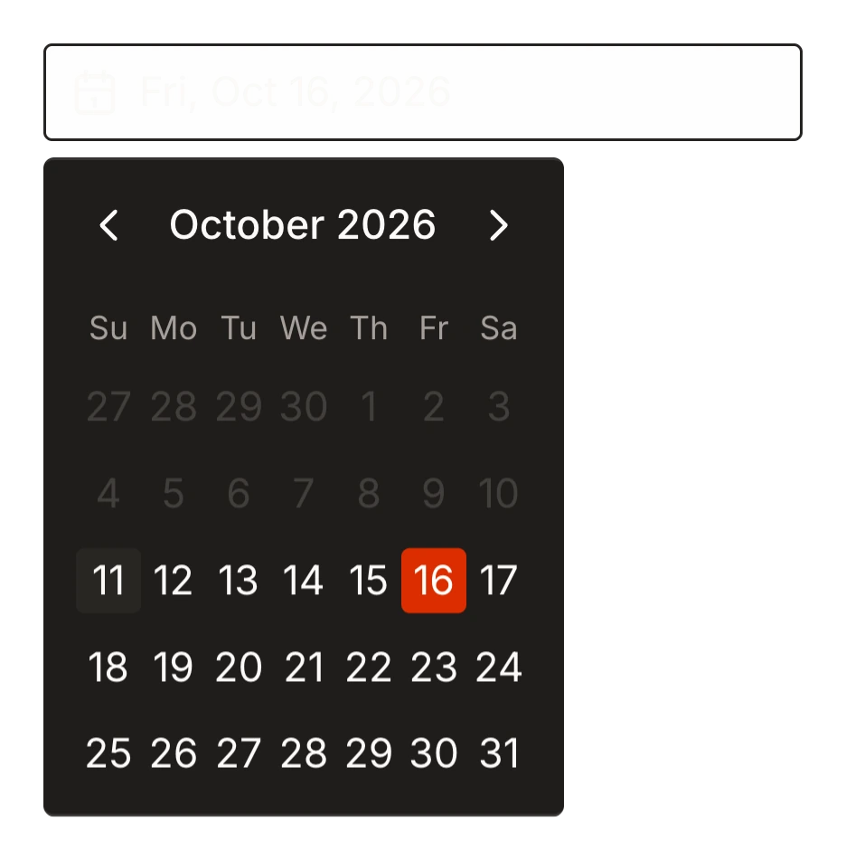 Picking Friday, October 16 at 9:00 AM in Tallyfeed's date picker