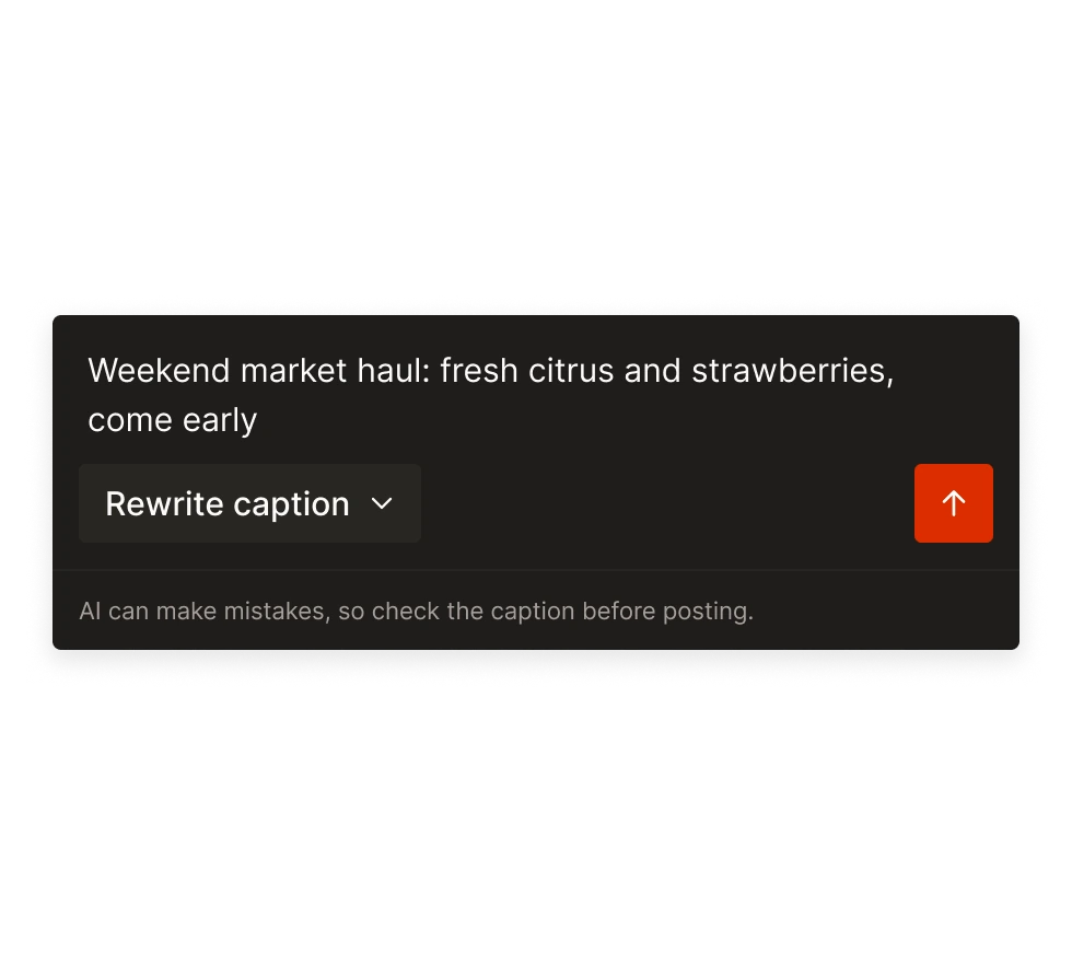 Tallyfeed's AI caption writer with a short brief, ready to write or rewrite a caption