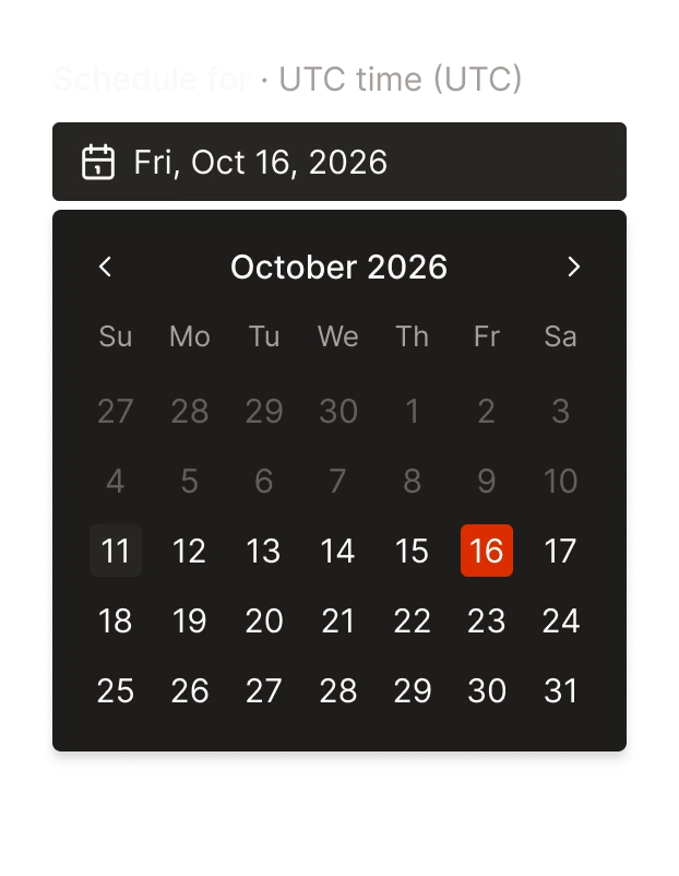 Picking Friday, October 16 in Tallyfeed's date picker