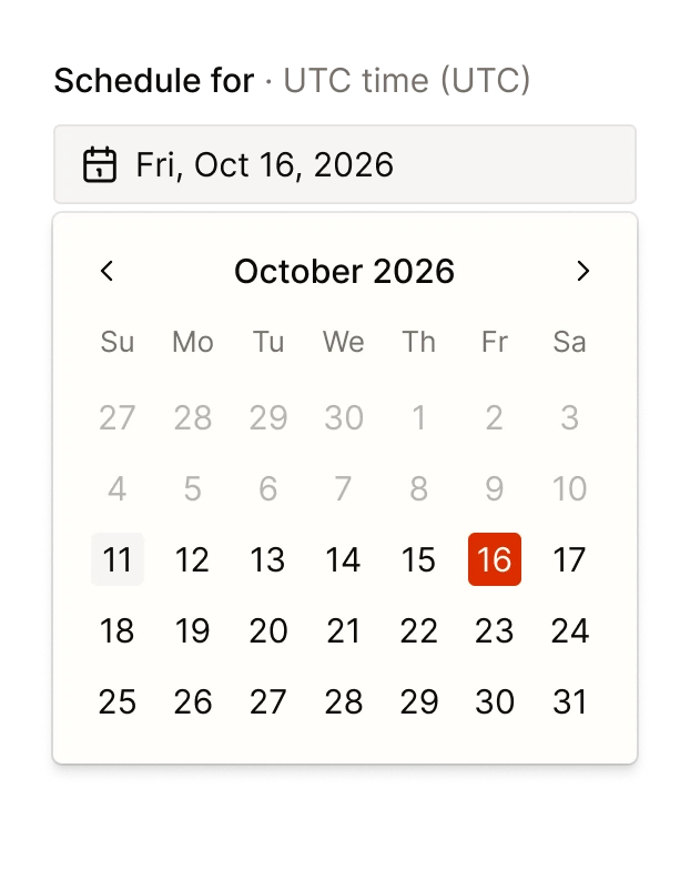 Picking Friday, October 16 in Tallyfeed's date picker