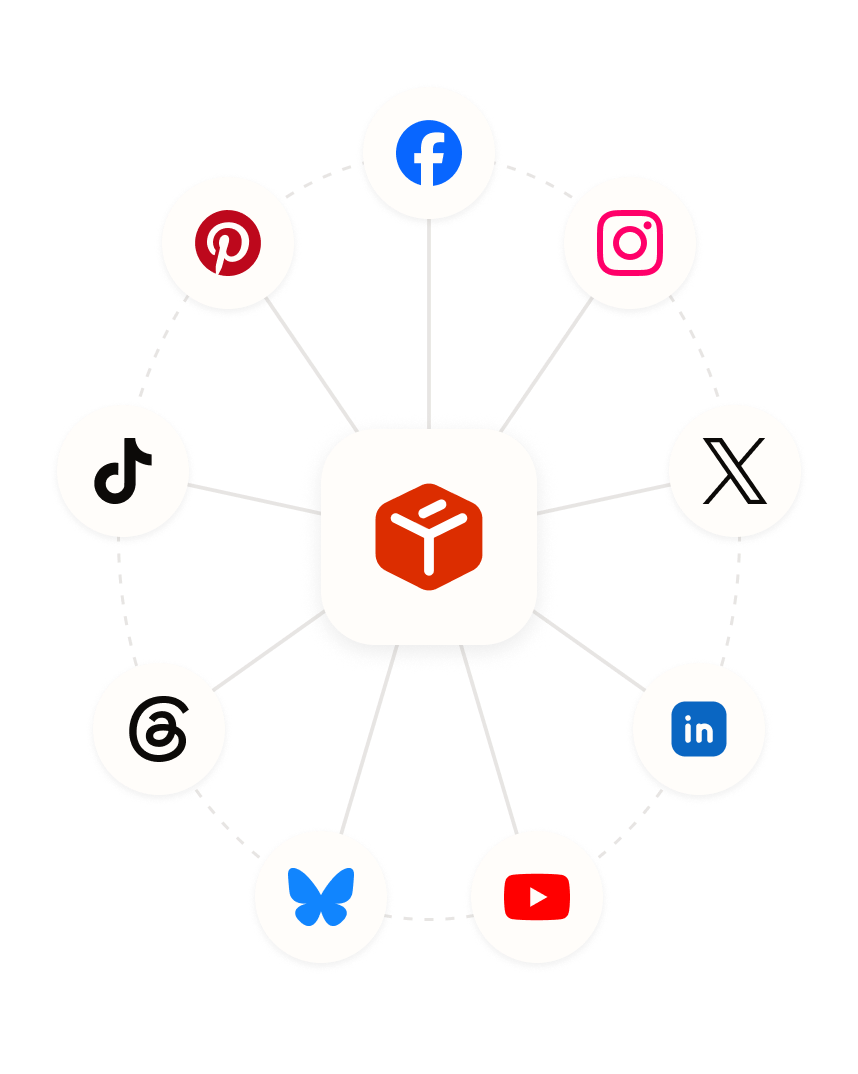 Connect cards for Facebook, Instagram, LinkedIn, YouTube and more in Tallyfeed