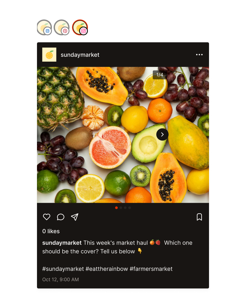 Live Instagram preview of a post in Tallyfeed