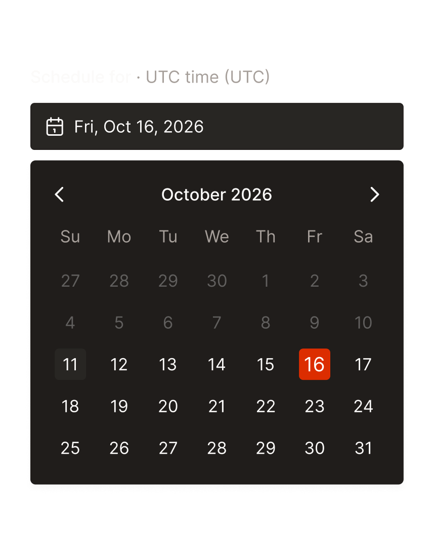 Picking Friday, October 16 in Tallyfeed's date picker