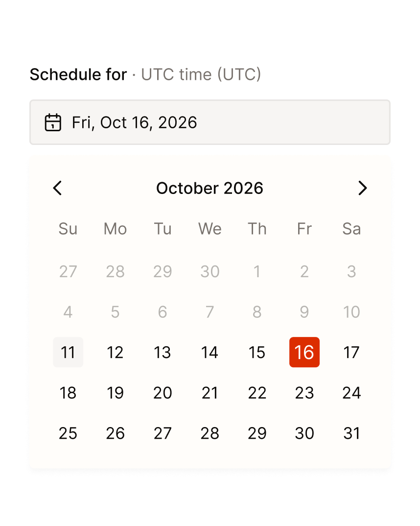 Picking Friday, October 16 in Tallyfeed's date picker
