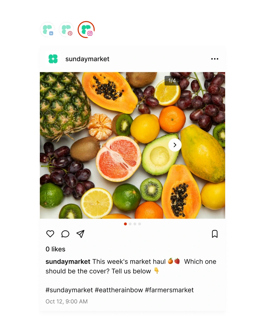Live Instagram preview of a post in Tallyfeed
