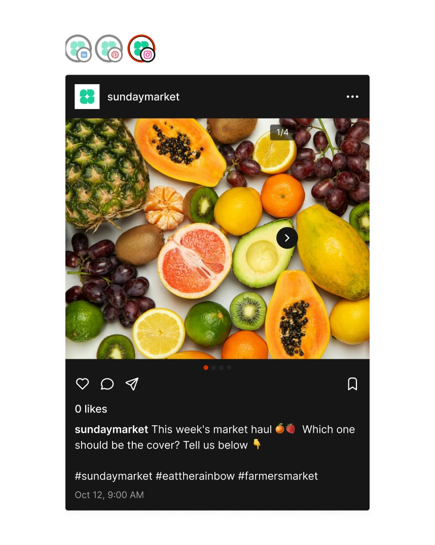 Live Instagram preview of a post in Tallyfeed