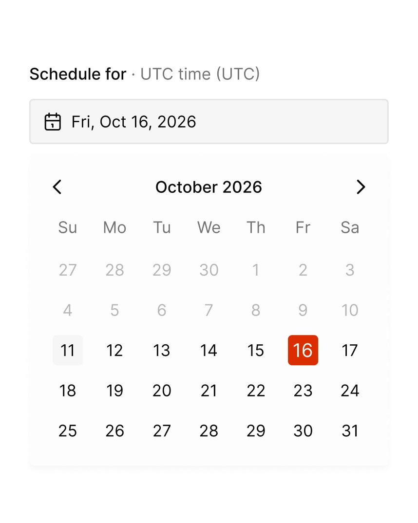 Picking Friday, October 16 in Tallyfeed's date picker