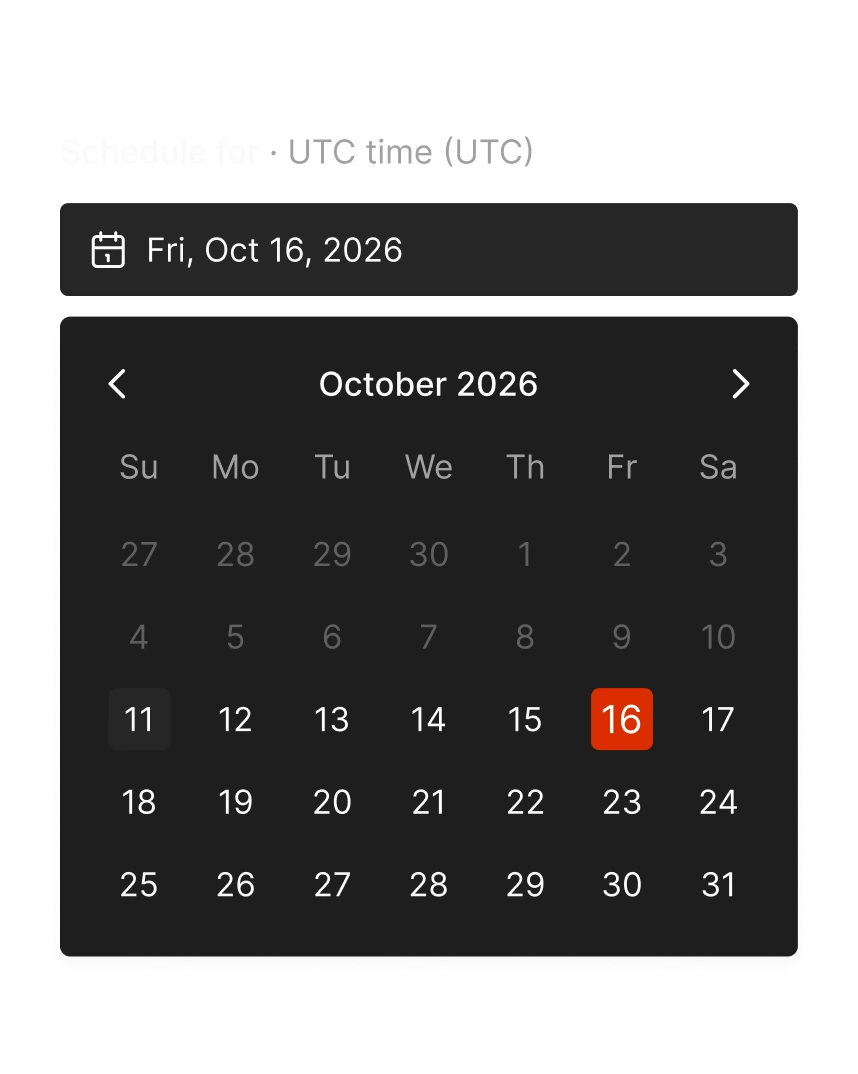 Picking Friday, October 16 in Tallyfeed's date picker