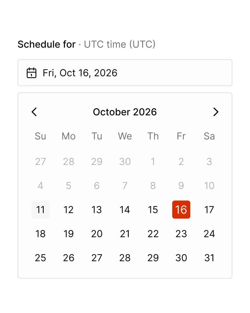 Picking Friday, October 16 in Tallyfeed's date picker