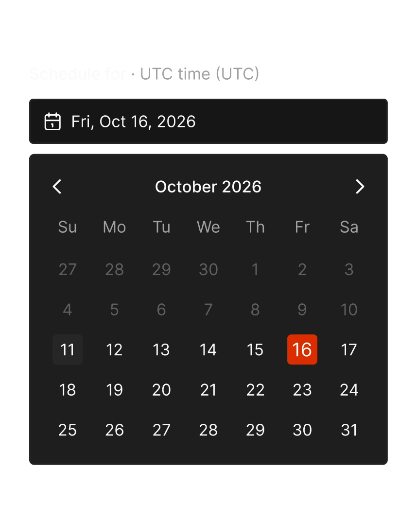 Picking Friday, October 16 in Tallyfeed's date picker