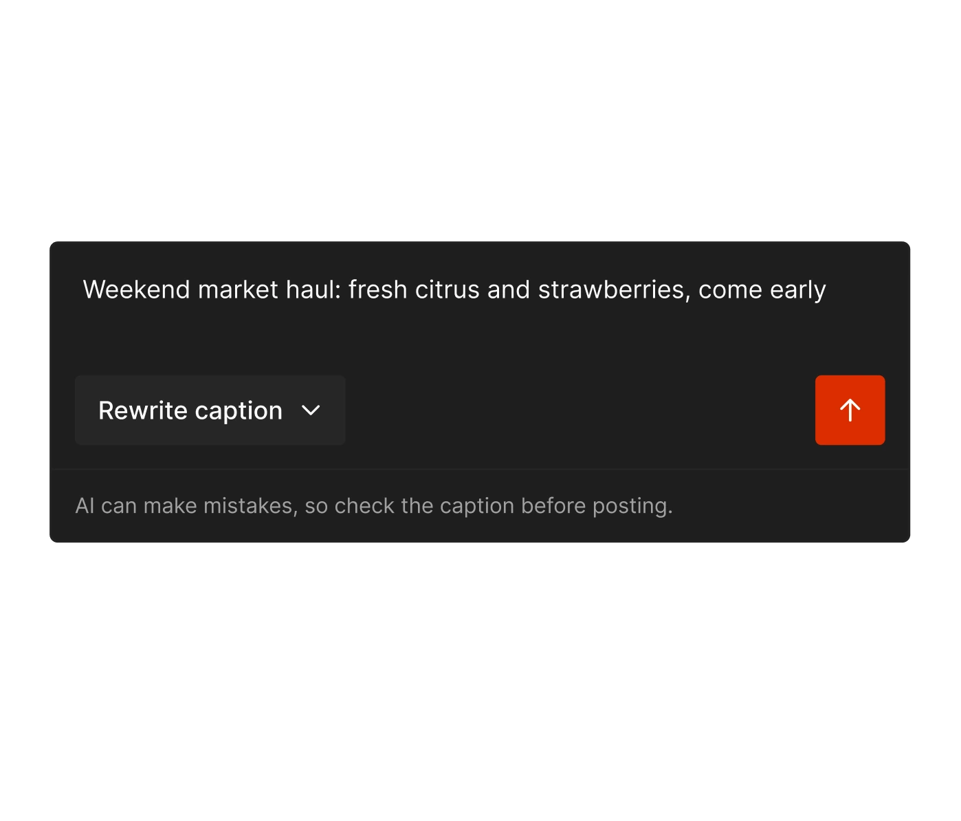 Tallyfeed's AI caption writer with a short brief, ready to write or rewrite a caption