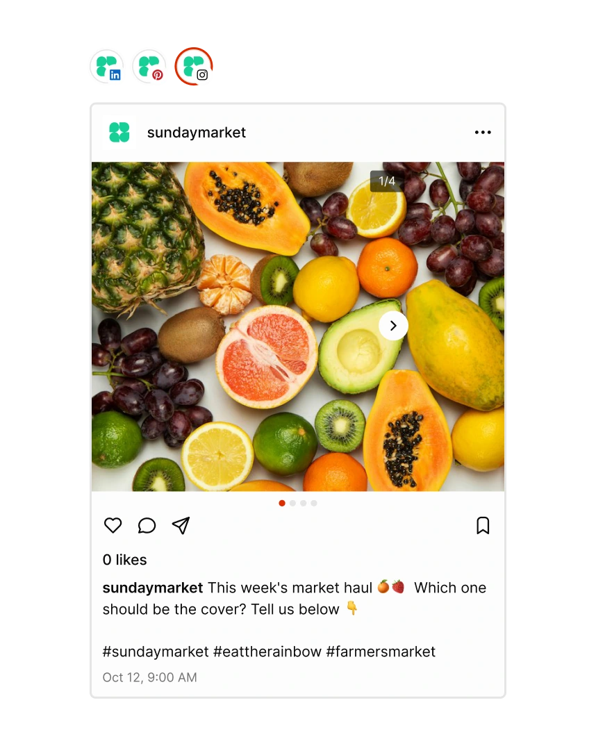 Live Instagram preview of a post in Tallyfeed