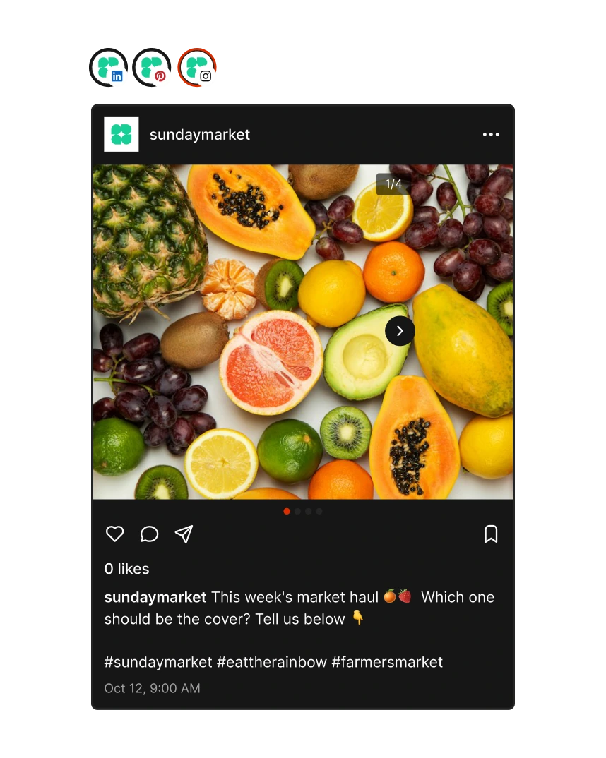Live Instagram preview of a post in Tallyfeed