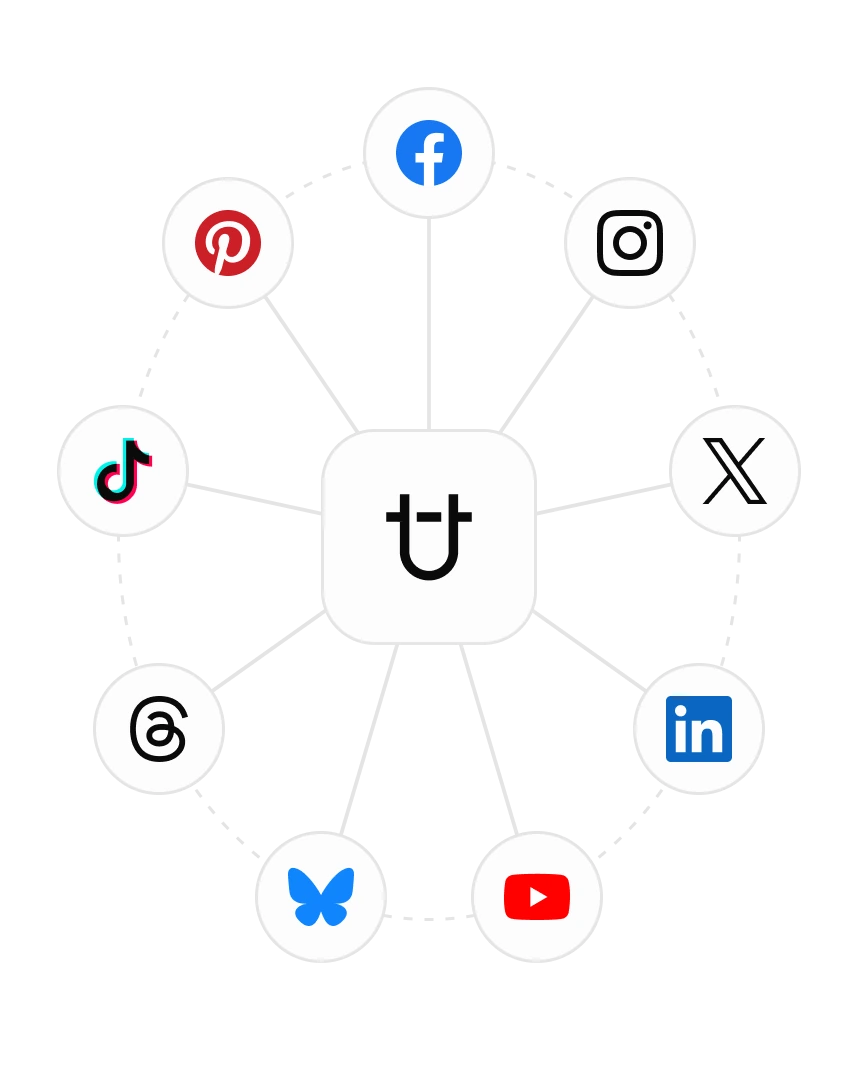 Connect cards for Facebook, Instagram, LinkedIn, YouTube and more in Tallyfeed